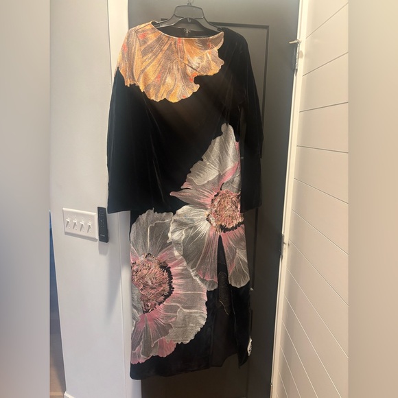 ASOS velvet embroidered floral maxi dress Long sleeve black embroidery NEW NWT - Picture 6 of 12